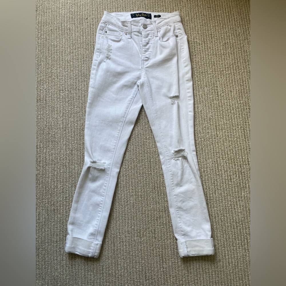 Indigo Rein White Distressed Skinny Jeans